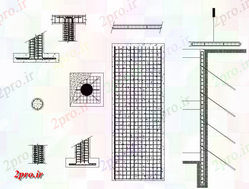 دانلود نقشه جزئیات ساخت و ساز بنیاد طراحی  (کد131534)