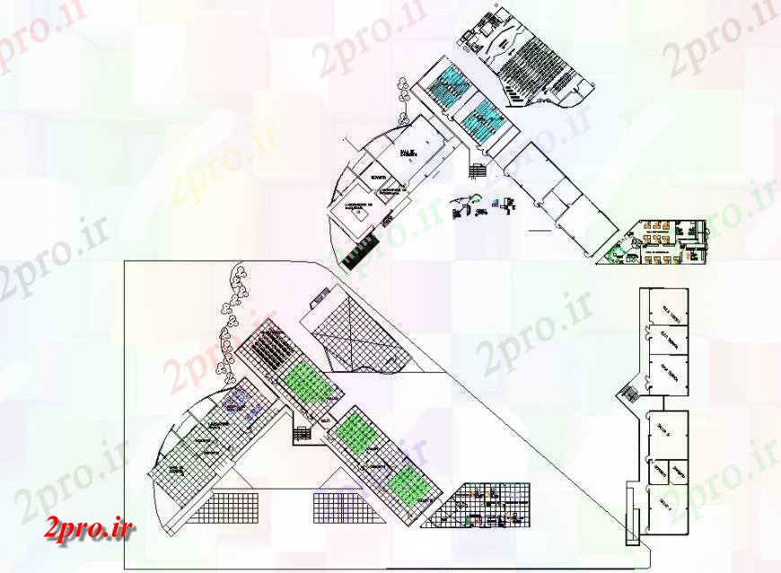 دانلود نقشه ساختمان دولتی ، سازمانی سالن طراحی اتوکد 76 در 126 متر (کد131589)