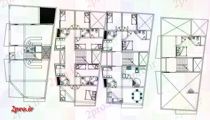 دانلود نقشه مسکونی  ، ویلایی ، آپارتمان  سه طبقه طرحی خانه دوقلو طراحی  (کد131640)