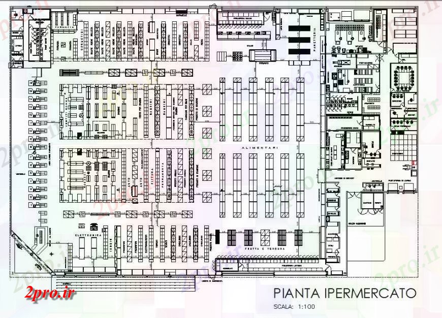 دانلود نقشه هایپر مارکت  - مرکز خرید - فروشگاه هایپر مارکت طراحی جزئیات گیاهی طراحی  اتوکد (کد131647)