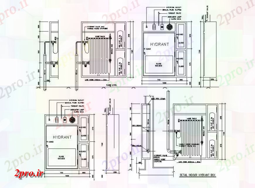 دانلود نقشه جزئیات لوله کشی جزئیات جعبه شیر آتش نشانی  (کد131650)