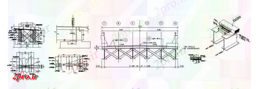 دانلود نقشه جزئیات ساخت پل پل ساختار جزئیات  بلوک ساخت و ساز  (کد131666)