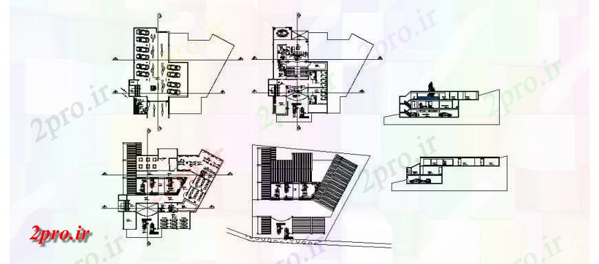 دانلود نقشه ساختمان مرتفعطرحی ساختمان چند طبقه و بخش چیدمان دو بعدی 31 در 34 متر (کد131683)