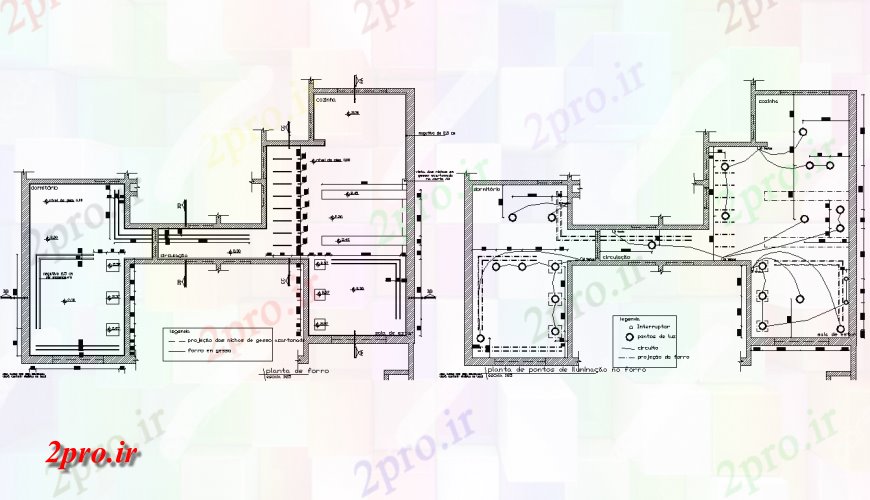 دانلود نقشه اتوماسیون و نقشه های برق نورپردازی نقطه  طراحی (کد131695)