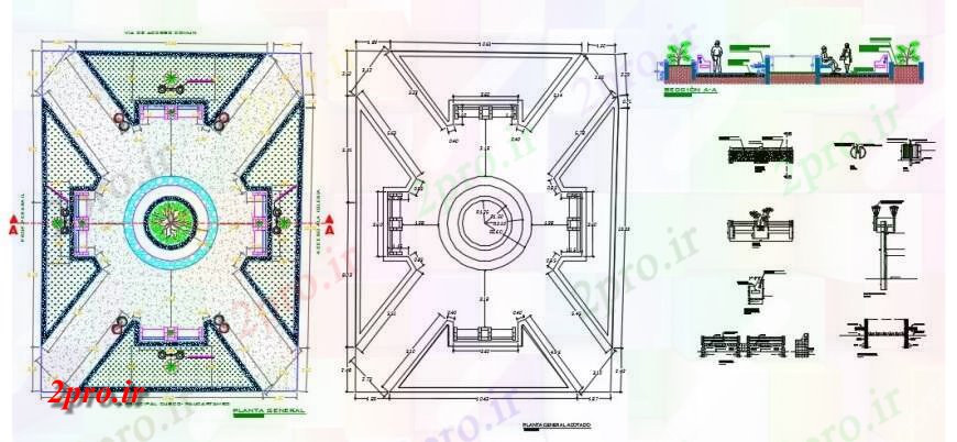 دانلود نقشه باغ باغ نظر landscaaping بالا طرحی جزئیات 14 در 18 متر (کد131776)