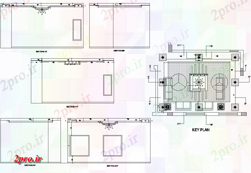 دانلود نقشه جزئیات پله و راه پله  اتاق نشیمن طراحی سقف و نما جزئیات (کد131804)