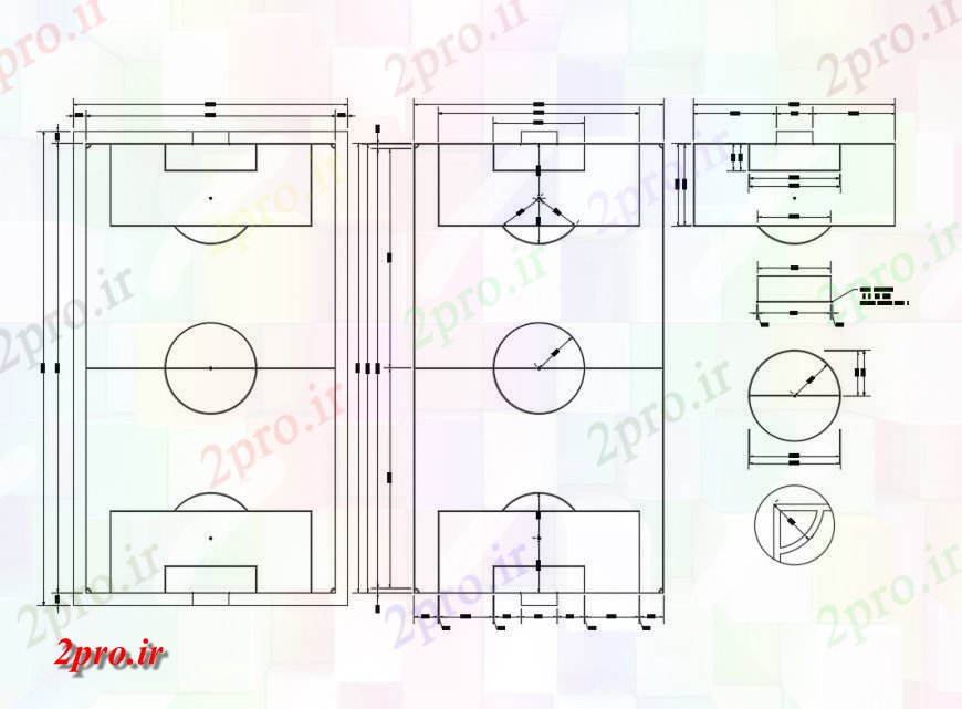 دانلود نقشه ورزشگاه ، سالن ورزش ، باشگاه ورزش های متعدد زمینه نما و خط جزئیات (کد131837)