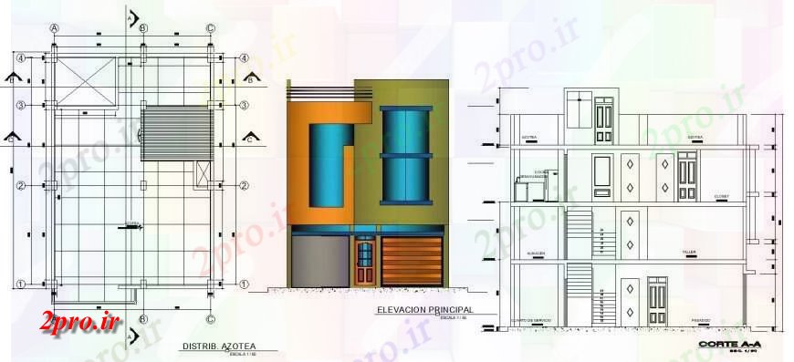 دانلود نقشه مسکونی  ، ویلایی ، آپارتمان  طرحی خانه دوبلکس و نما با تریدی  (کد131855)