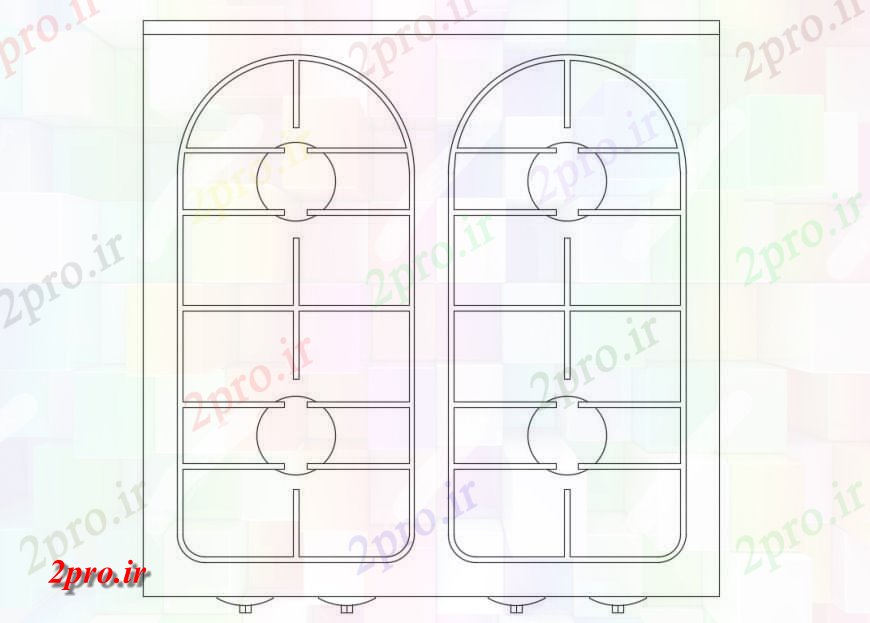 دانلود نقشه جزئیات طراحی در و پنجره  دو درب نما  (کد131908)