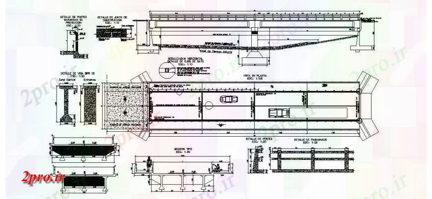 دانلود نقشه جزئیات ساخت پل پل کار جزئیات ساخت و ساز طراحی  اتوکد (کد131936)