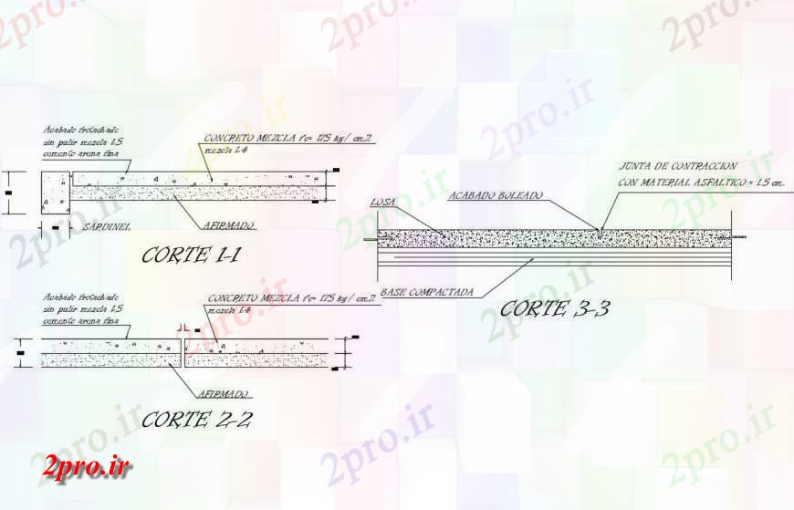 دانلود نقشه جزئیات پله و راه پله  جزئیات ساخت و ساز زمین های ورزشی با ساختار بتن (کد131939)