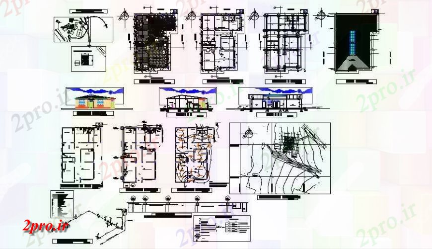دانلود نقشه طراحی داخلی طرحی ساختمان، نصب و راه اندازی برق و جزئیات سقف  طرحی  (کد131988)