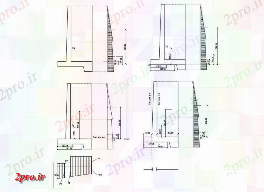 دانلود نقشه طراحی جزئیات ساختار دیوار حائل ساختار  (کد131998)