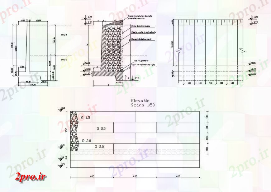 دانلود نقشه جزئیات ساخت و ساز ایست نما دیوار و ساخت و ساز جزئیات (کد131999)