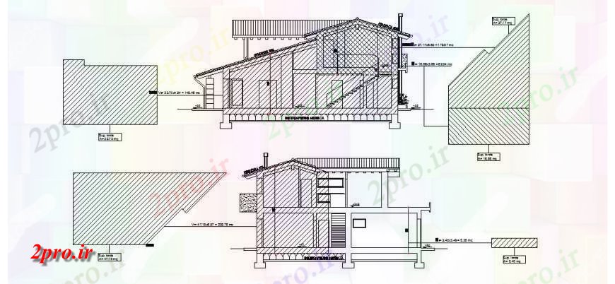 دانلود نقشه طراحی جزئیات ساختار جزئیات رنگ جهت قسمت بیرونی طراحی از ویلا  اتوکد (کد132009)