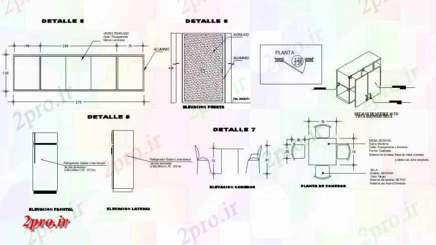 دانلود نقشه آشپزخانه انواع مختلف مبلمان آشپزخانه   (کد132031)