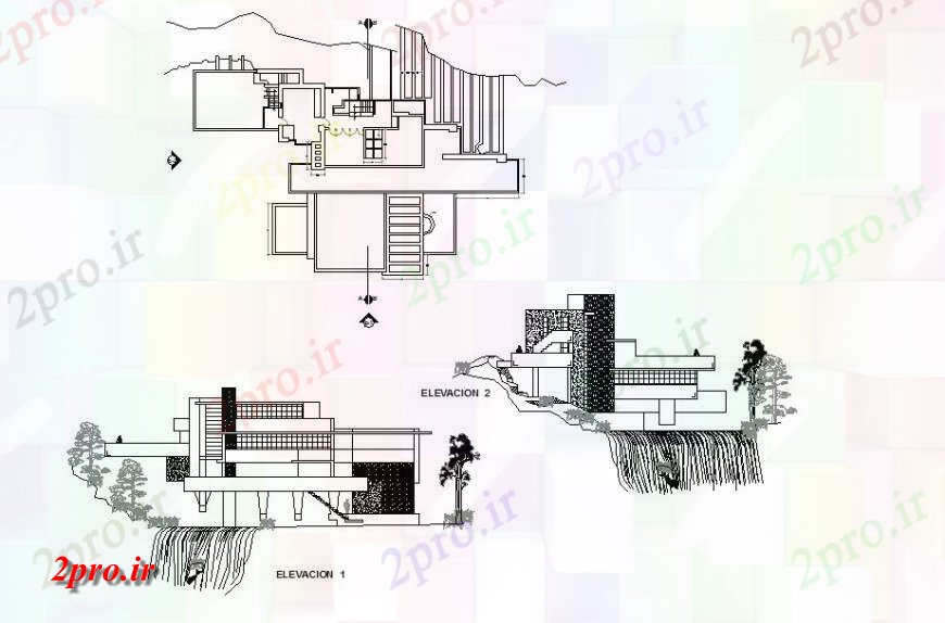 دانلود نقشه مسکونی  ، ویلایی ، آپارتمان  مسکن ساختمان مسکونی طرحی و نما بلوک چیدمان (کد132052)