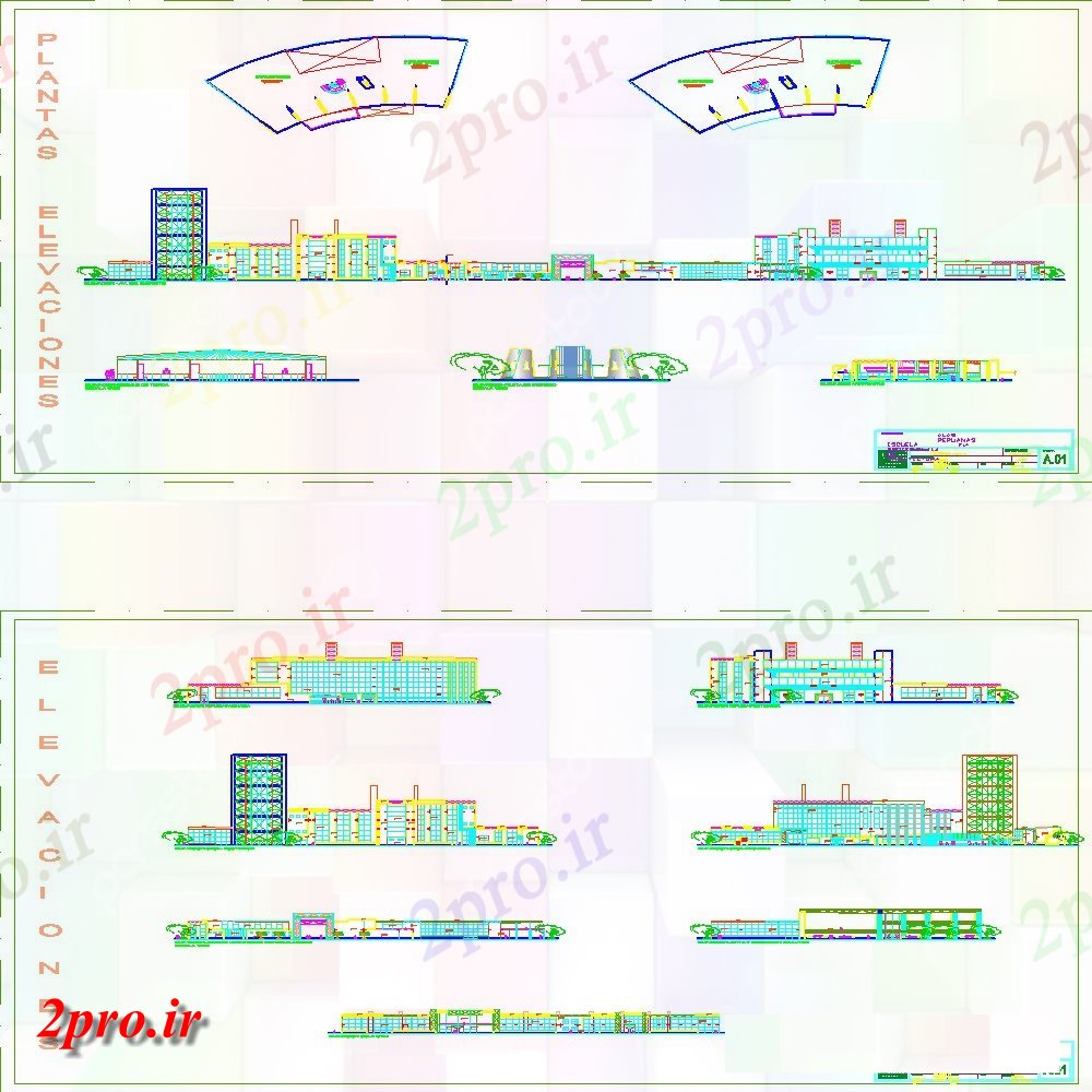 دانلود نقشه ساختمان اداری - تجاری - صنعتی شرکت ساخت و ساز طراحی جزئیات نما اتوکد 39 در 98 متر (کد132055)