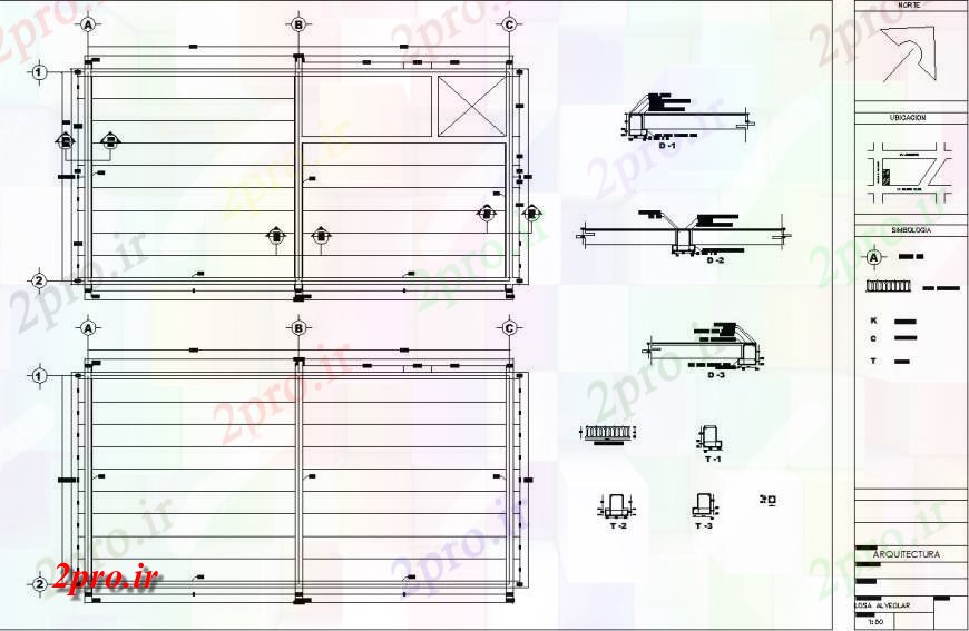 دانلود نقشه جزئیات ساخت و ساز جزئیات سقف دال   (کد132065)