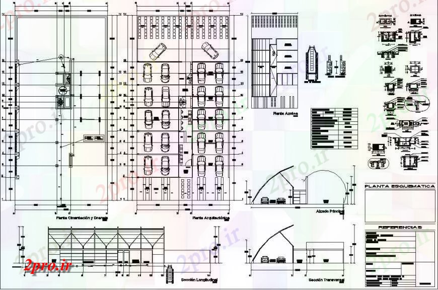 دانلود نقشه ساختمان دولتی ، سازمانی طرحی پارکینگ اتوکد 21 در 38 متر (کد132077)