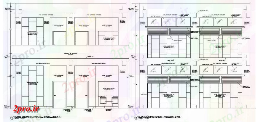 دانلود نقشه مسکونی ، ویلایی ، آپارتمان دیوار نما جزئیات 8 در 9 متر (کد132083)