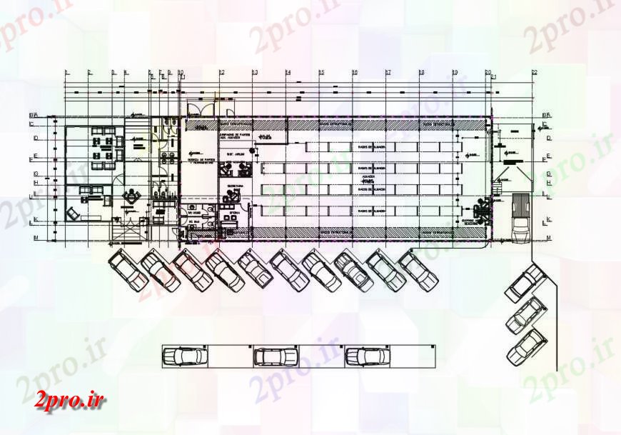 دانلود نقشه کارخانه صنعتی ، کارگاه گسترش Heliservice کارخانه صنعتی ، کارگاه توزیع طرحی های 13 در 46 متر (کد132092)