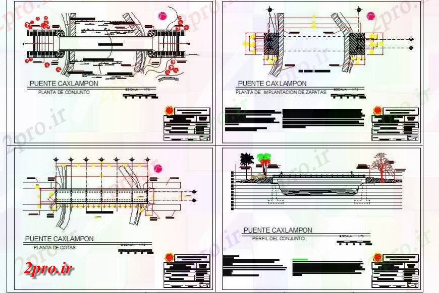 دانلود نقشه جزئیات ساخت پل طرحی جزئیات ساخت و ساز پل و نما  طرحی بلوک  (کد132114)