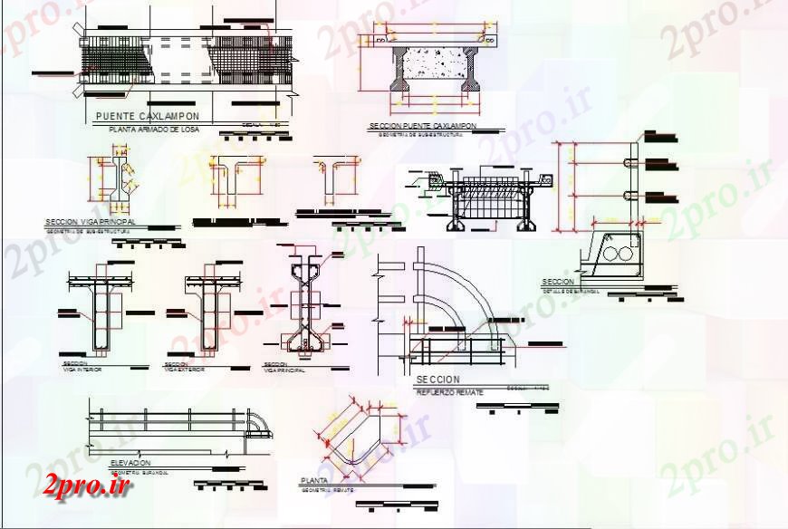 دانلود نقشه جزئیات ساخت پل ساخت و ساز پل طرحی بلوک ساختاری  (کد132117)