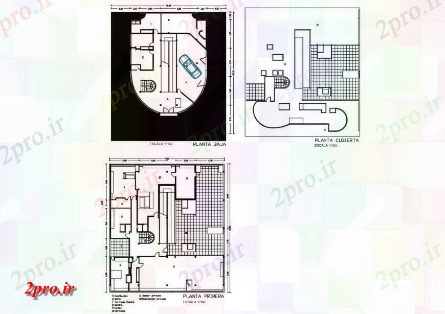 دانلود نقشه مسکونی  ، ویلایی ، آپارتمان  زمین، اولین و طرحی تراس جزئیات  ویلا طراحی جزئیات  (کد132137)