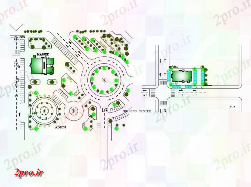 دانلود نقشه جزئیات پروژه های معماری عمومی طرحی سایت و محوطه سازی جزئیات ساختار مسجد مذهبی  (کد132164)