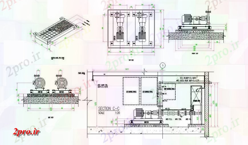 دانلود نقشه اتوماسیون و نقشه های برق پمپاژ برق نما جزئیات موتور و بخش بلوک طرح (کد132171)