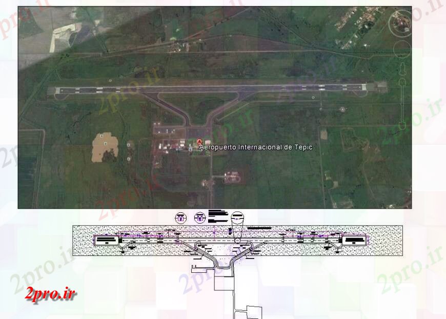 دانلود نقشه فرودگاه باند فرودگاه جزئیات  چیدمان  دو بعدی  اتوکد (کد132198)