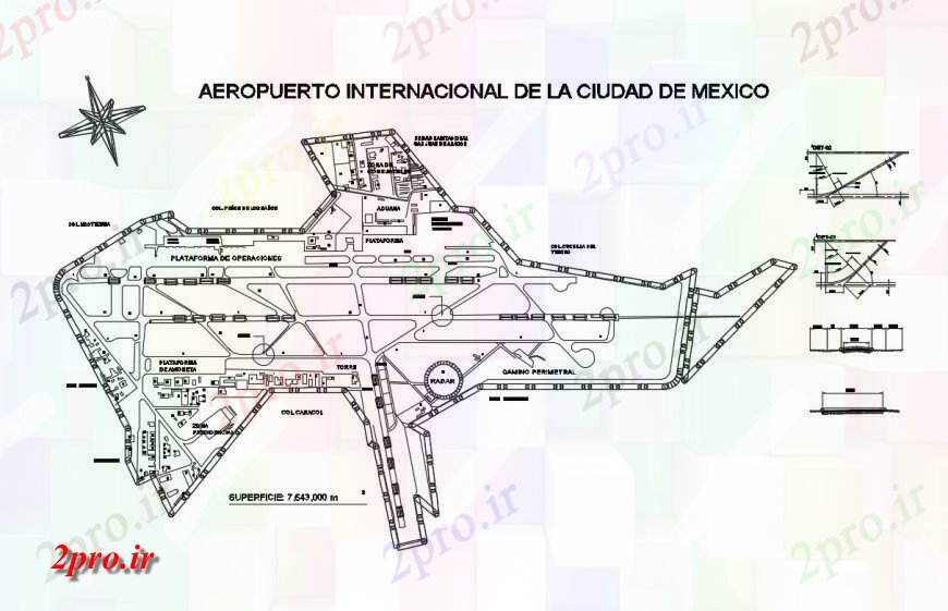 دانلود نقشه فرودگاه مکزیک فرودگاه بین المللی طرحی معماری طرح (کد132208)