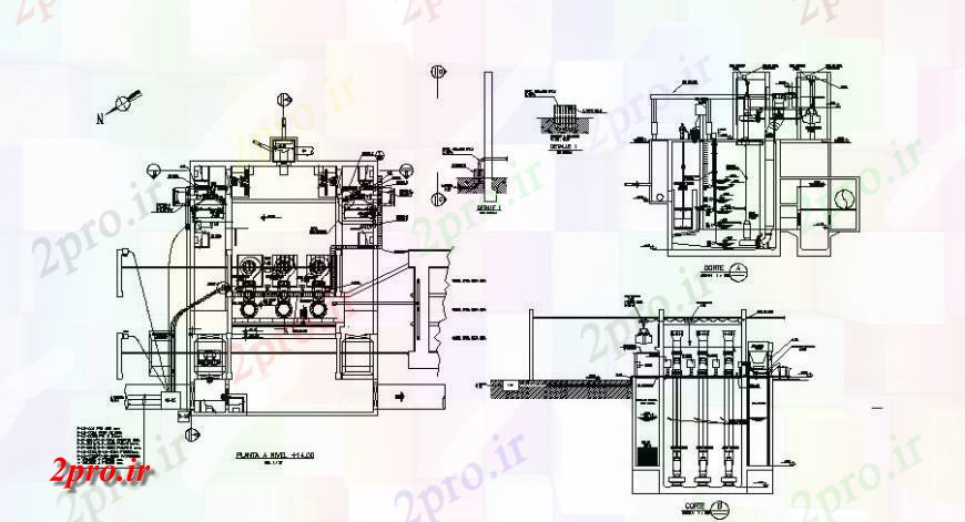 دانلود نقشه جزئیات طراحی تسویه خانهتصفیه آب کارخانه جزئیات طراحی  (کد132272)