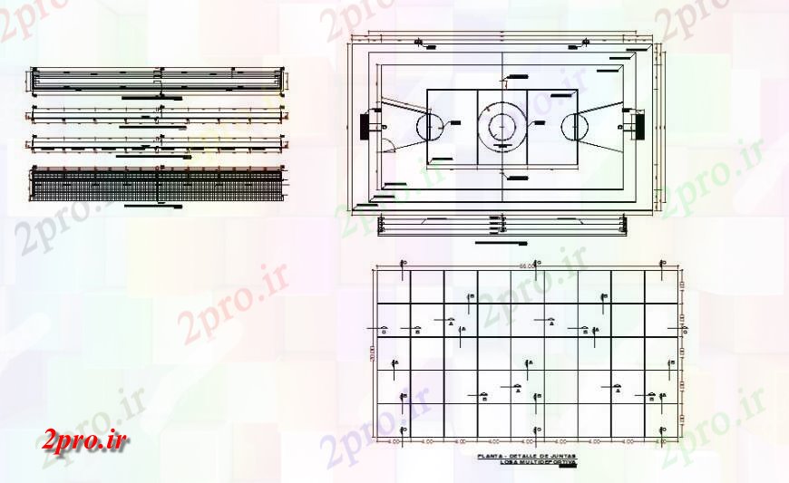 دانلود نقشه ورزشگاه ، سالن ورزش ، باشگاه ورزشی زمین فوتبال طرحی جزئیات طرحی 20 در 32 متر (کد132277)