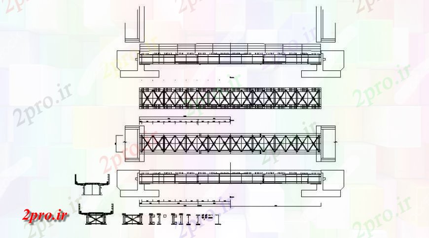 دانلود نقشه جزئیات ساخت پل طرحی پل عابر پیاده طراحی  (کد132286)
