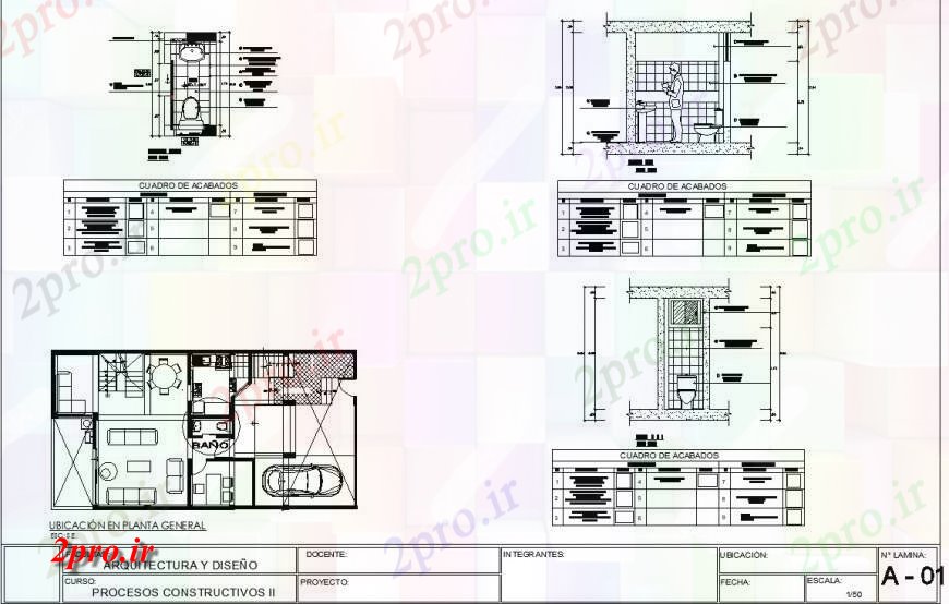 دانلود نقشه حمام مستر جزئیات حمام خانه در  اتوکد (کد132287)