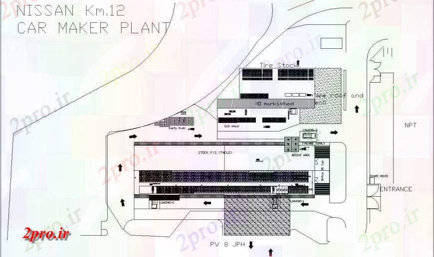 دانلود نقشه بلوک وسایل نقلیه سازنده ماشین طرحی کارخانه  (کد132288)