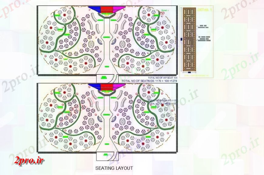 دانلود نقشه معماری معروف سلطنتی سالن عروسی ساخت جزئیات دو بعدی  طرحی نظر  (کد132297)