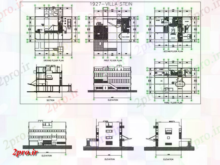 دانلود نقشه معماری معروف طرح، نما و بخش جزئیات از جزئیات مشخصات ویلابلوک ساختاری 14 در 20 متر (کد132300)