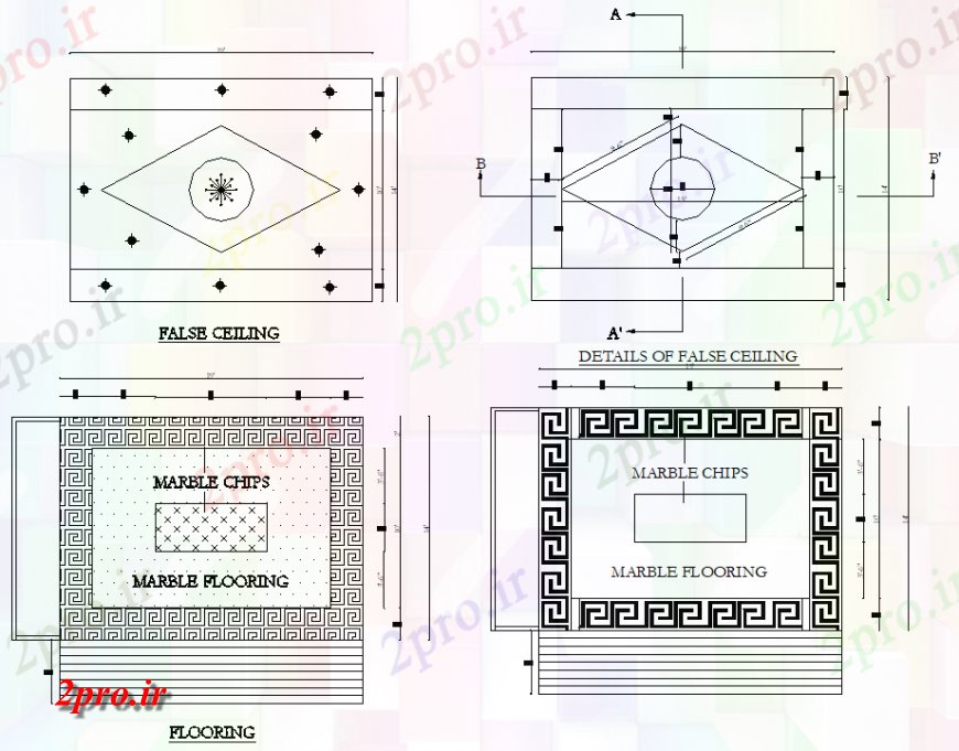 دانلود نقشه جزئیات پله و راه پله  جزئیات سقف کاذب جزئیات (کد132302)