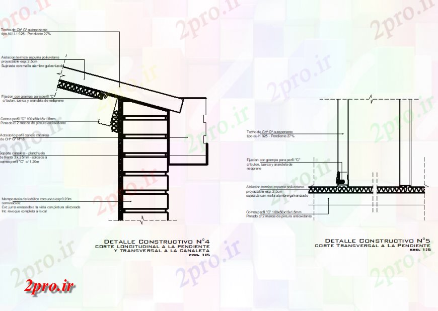 دانلود نقشه جزئیات ساخت و ساز سقف و بخش سقف به  (کد132323)
