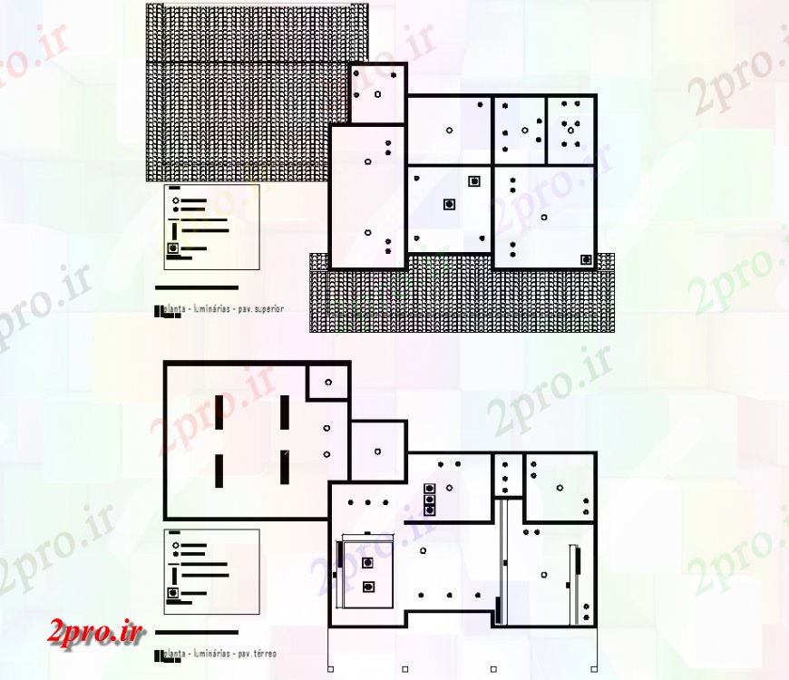 دانلود نقشه برق مسکونی نقطه نور پنت هاوس طراحی 12 در 20 متر (کد132379)