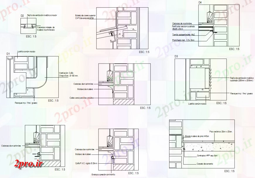 دانلود نقشه جزئیات ساخت و ساز بخش سقف طرحی جزئیات (کد132400)