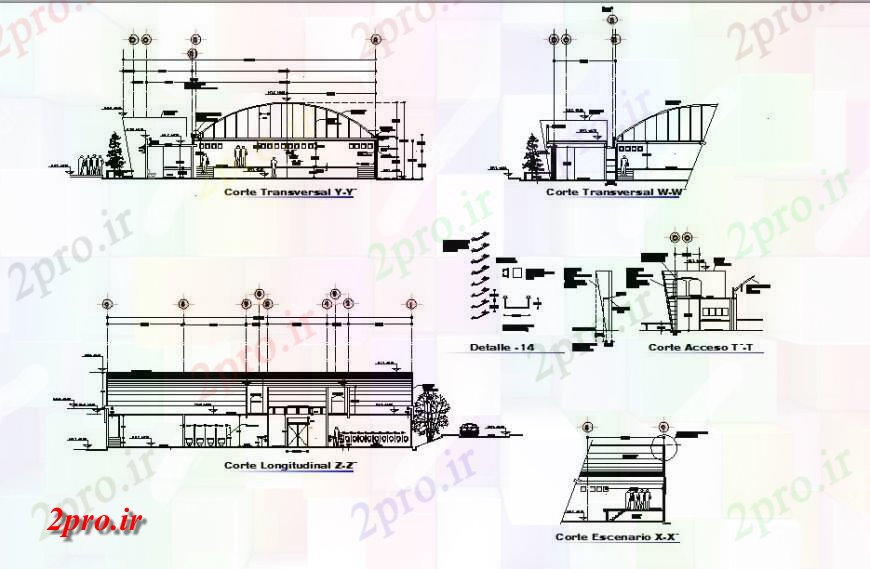 دانلود نقشه تئاتر چند منظوره - سینما - سالن کنفرانس - سالن همایشجزئیات بخش از چند پیچیده جزئیات ساختمان تئاتر بلوک ساختاری  (کد132426)