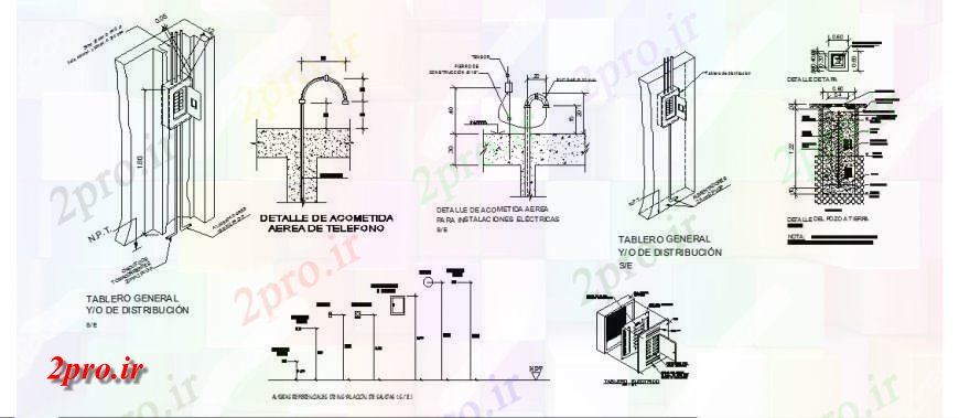 دانلود نقشه اتوماسیون و نقشه های برق خدمات تلفن طراحی جزئیات اتصال در  اتوکد (کد132427)