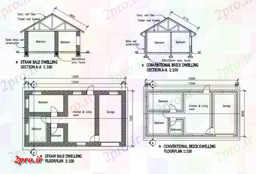 دانلود نقشه مسکونی  ، ویلایی ، آپارتمان  عدل نی و آجر خانه خانه بخش سازنده و طرحی جزئیات (کد132514)