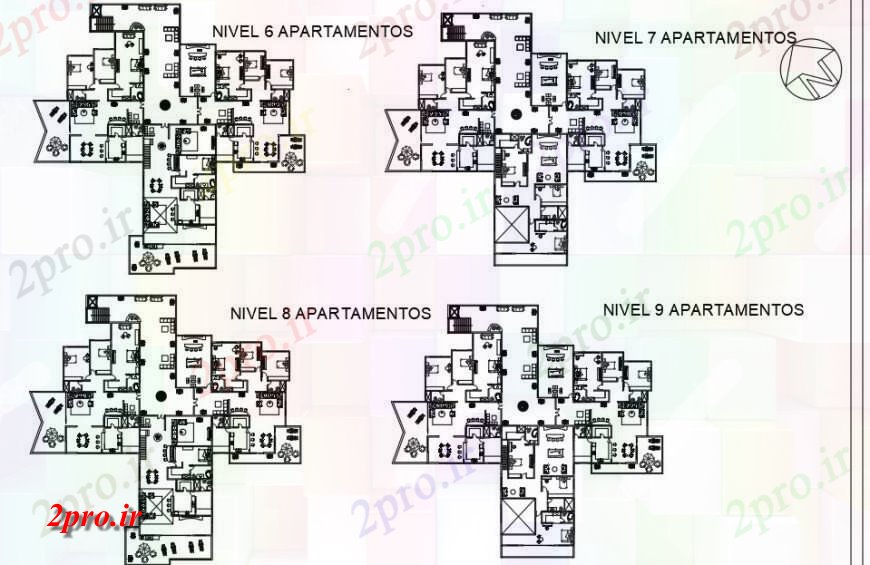 دانلود نقشه مسکونی  ، ویلایی ، آپارتمان  آپارتمان   (کد132524)