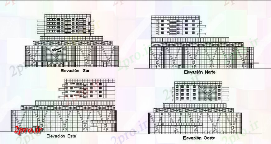 دانلود نقشه هتل - رستوران - اقامتگاه نما هتل جزئیات ساخت و ساز ساختار طرحی دو بعدی اتوکد 87 در 91 متر (کد132526)