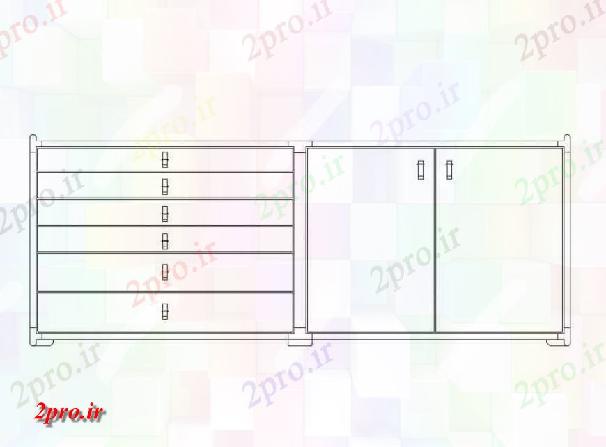 دانلود نقشه طراحی مبلمان بانکبلوک های چوبی چند منظوره کابینت چوبی نما  جزئیات (کد132563)